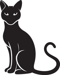 Cat Silhouette Sitting Arched Back Minimal Vector
