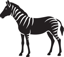 Zebra Silhouette Standing Side View Flat Black Art