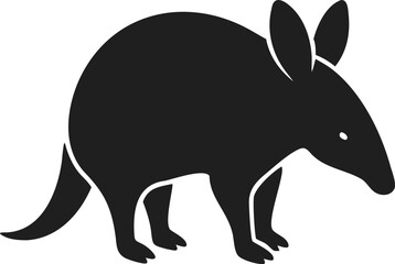 Black aardvark silhouette wild animal mammal nocturnal isolated unique