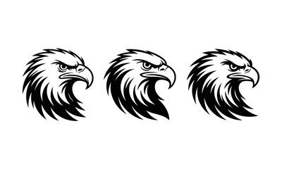 Fierce Eagle Head Vector Logo Illustration Set
