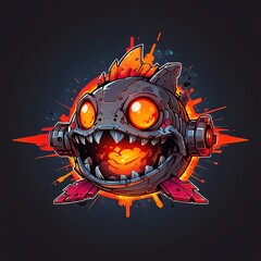 Fiery Robotic Creature: Digital Art