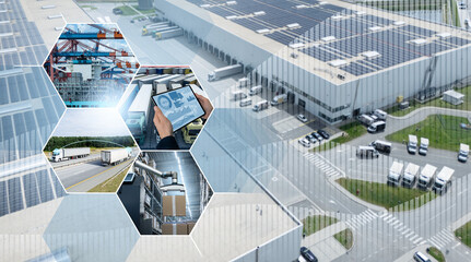 Fleet management, freight transportation and smart logistics concept