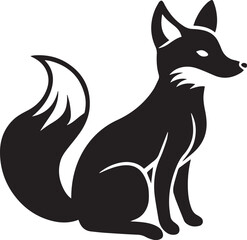 Fox Silhouette Sitting Bushy Tail Minimal Flat Style