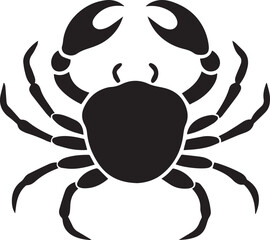 Crab Silhouette with Claws and Shell Flat Bold Vector