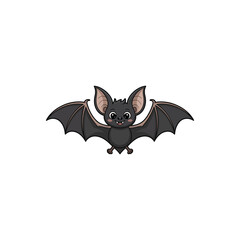 Cute Cartoon Bat with Outstretched Wings on White Background – Adorable Halloween or Animal Mascot Illustration