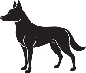 Dog Silhouette Facing Left Flat Minimalist Style
