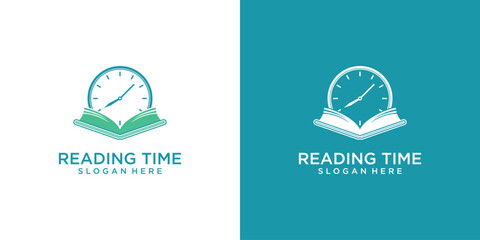 Creative reading time logo design with modern concept , book logo