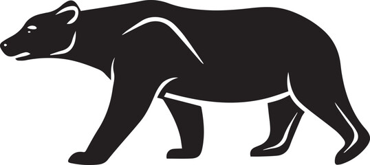 Polar Bear Silhouette Walking Thick Body Side View