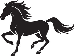 Horse Silhouette Galloping Side View Bold Flat Shape