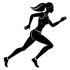 silhouette of a woman running on white background
