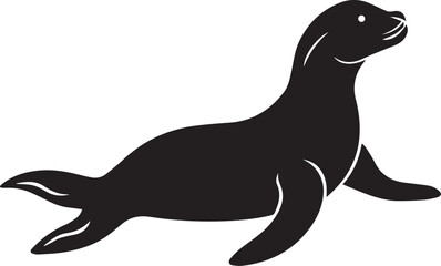 Seal Silhouette Lying on Belly Flat Vector Design
