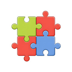 Obraz premium Colorful puzzle pieces connected to form a square on a black background, symbolizing unity and teamwork.