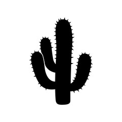 Desert cactus plant silhouette vector with sharp thorns