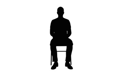 Man Sitting on Chair Front View Silhouette