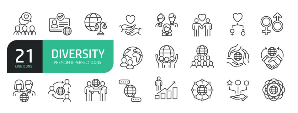 Set Of Diversity Line Icons.