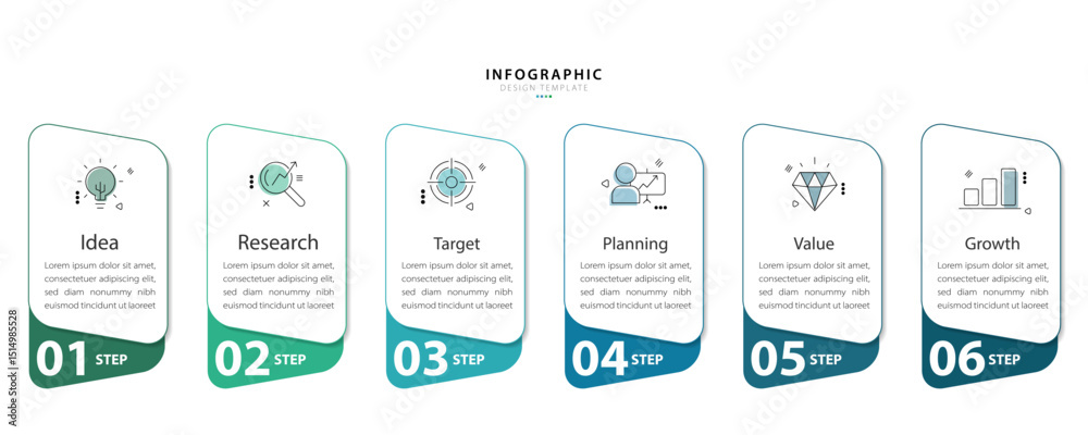 Poster Infographic template. 6 Step timeline journey, Flat simple infographics design template. presentation graph. Business concept with numbers 6 options or steps vector illustration.
