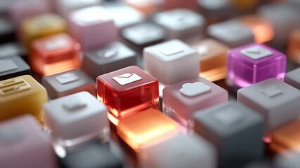 Abstract 3D render of social media icons, perfect for tech-related themes background - Powered by Adobe