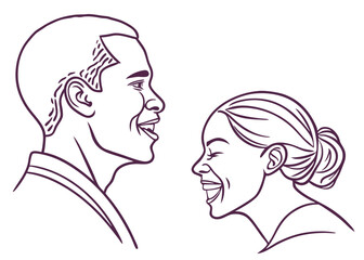 Line Art Illustration of Human Figures – Female, Male, and Kids for Coloring Book, Drawing Page, and Minimalist Art Design