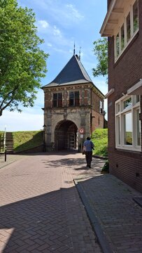 Veerpoort City Gate in Schoonhoven, Netherlands &ndash; Historic Architecture with Pedestrian