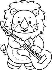 Coloring book of Cute Lion icon. Outline of Funny baby Lion animal series stock illustration. life of fluffy Lion designs.
