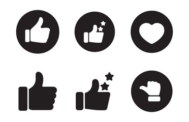 Thumbs Up and Down Icons Set - Like and Dislike Symbols in Black Circle Vector illustration eps 10.
