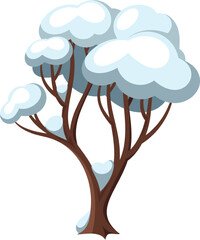 Snowy tree in winter vector illustration