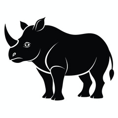 Arhinoceros silhouette illustration on white backg