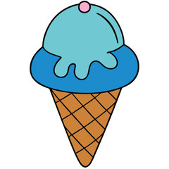 Ice Cream Cone flat vector illustration white background