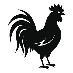 A rooster silhouette illustration on white backgro