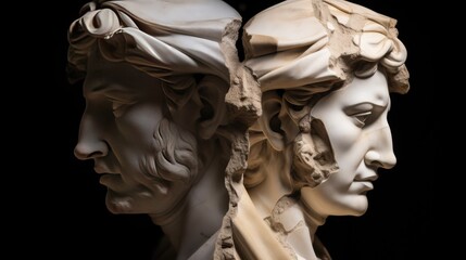 Classical marble bust of a woman's head, an ancient Greek sculpture showcasing beauty and art