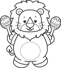 Coloring book of Cute Lion icon. Outline of Funny baby Lion animal series stock illustration. life of fluffy Lion designs.

