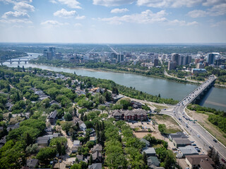 City view with a river running through it