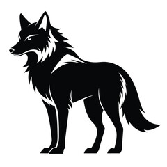 A wolf silhouette illustration on white background