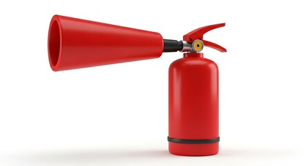 Obraz premium Red Fire Extinguisher with Extended Nozzle Safety Equipment Illustration
