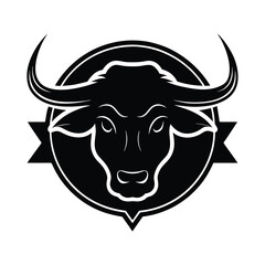 Black and white bull head logo design