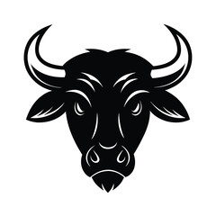 Black and White Bull Head Vector Illustration