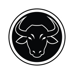Minimalist Black and White Bull Head Icon