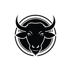 Black bull head logo in a circle design