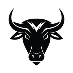 Black and White Bull Head Vector Illustration
