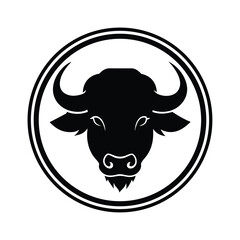 Black silhouette of a bull in a circle