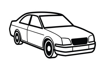 Fototapeta premium Classic Car Illustration Simple Line Drawing of a Sedan