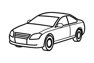 Simple Line Drawing of a Coupe Car Easy Car Illustration for Coloring
