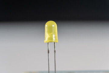 Yellow LED part in scientific experimental setup as macro shot