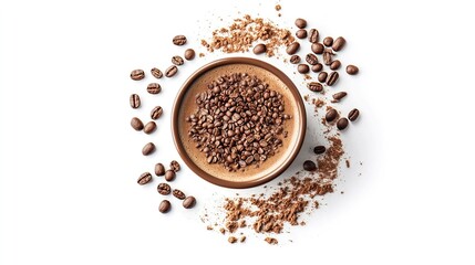 View of coffee cup with latte art straight from above
