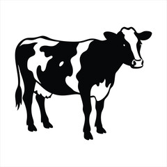 Black cow vector silhouette isolated Background, ai generated