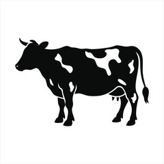 Cute Cartoon Cow Illustration, Dairy Farm Animal, Livestock Vector Art, Agriculture and Milk Silhouette , ai generated
