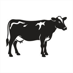 Cute Cartoon Cow Illustration, Dairy Farm Animal, Livestock Vector Art, Agriculture and Milk Silhouette , ai generated
