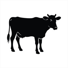 Cute Cartoon Cow Illustration, Dairy Farm Animal, Livestock Vector Art, Agriculture and Milk Silhouette , ai generated

