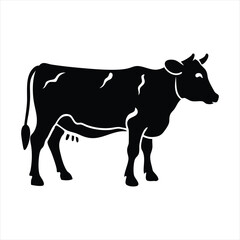 Cute Cartoon Cow Illustration, Dairy Farm Animal, Livestock Vector Art, Agriculture and Milk Silhouette , ai generated
