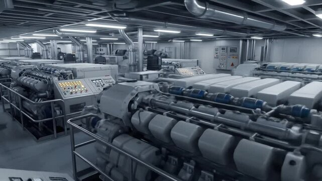 Ship engine room machinery